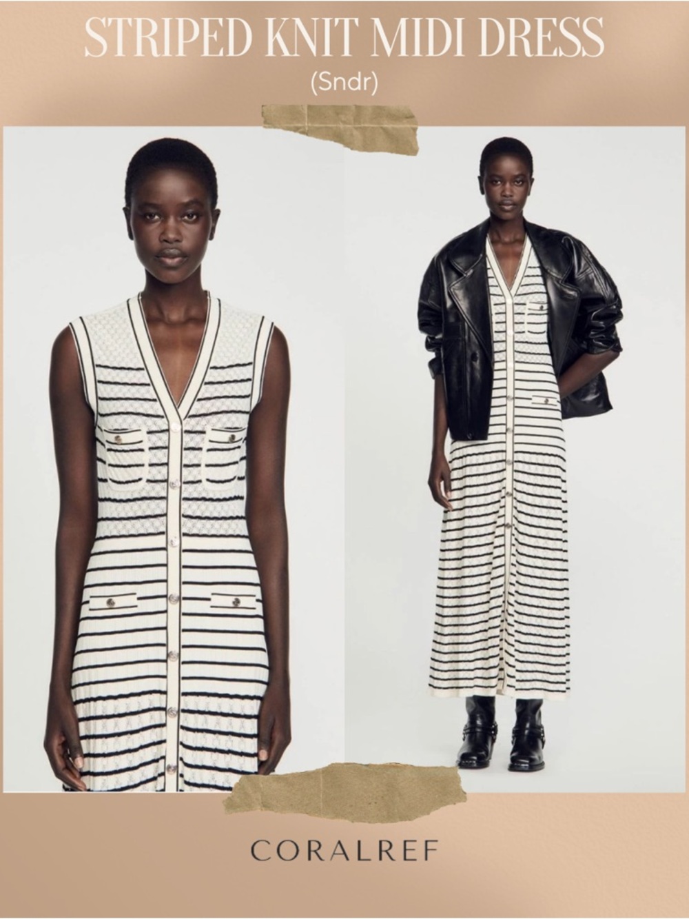 Sandro Molina Striped Knit Dress size 36